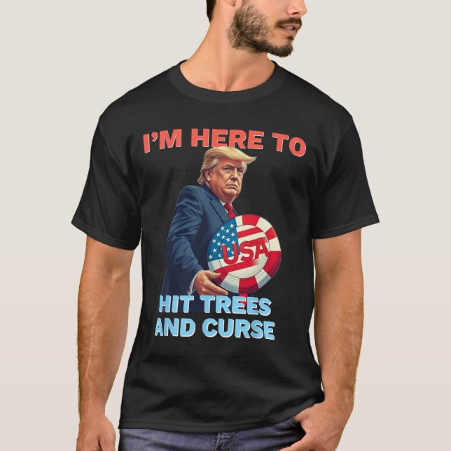 Camisa de Disc Golf Engraçada Acerte Árvores e Xin (Frente)