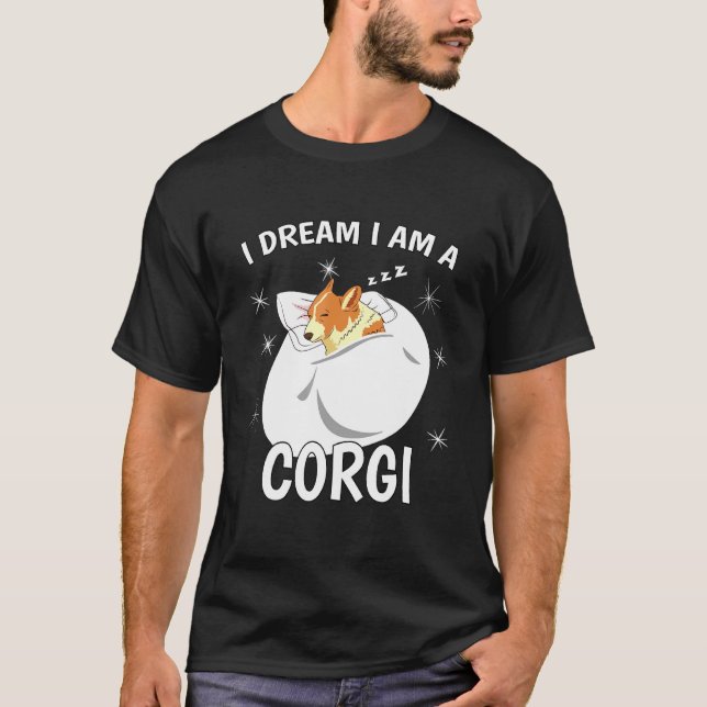 Camisa de dormir Pj Eu sonho que sou um Corgi (Frente)