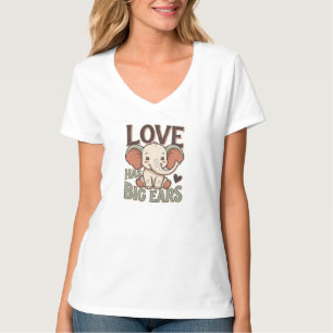 Camisa de Elefante Fofo Amor Tem Orelhas Grandes