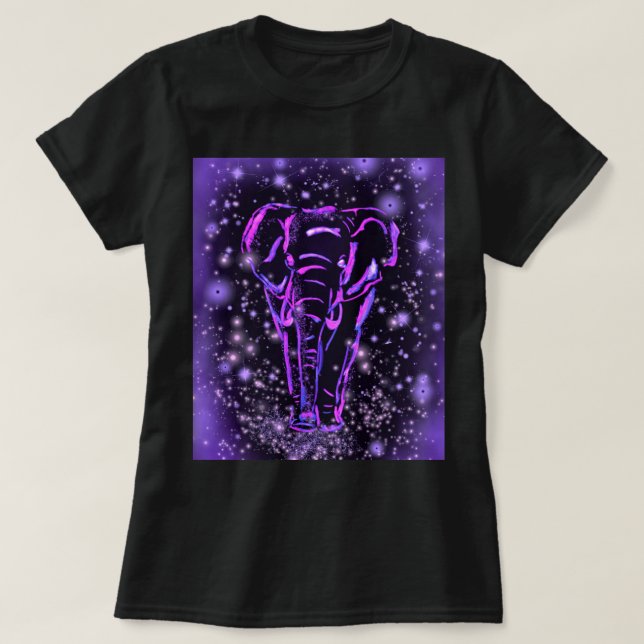 Camisa De Elefante Neon Purple, Cor-De-Rosa, Na No (Frente do Design)