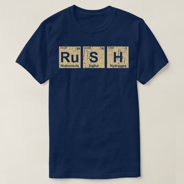 Camisa de Elementos de Mesa Periódicos Rush (RuSH) (Frente do Design)