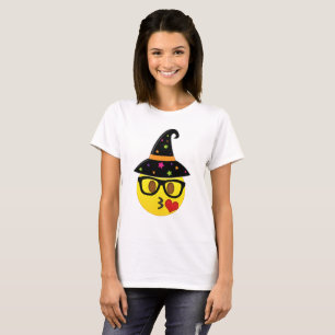 Camisa de Emoji da bruxa do Dia das Bruxas Kissy