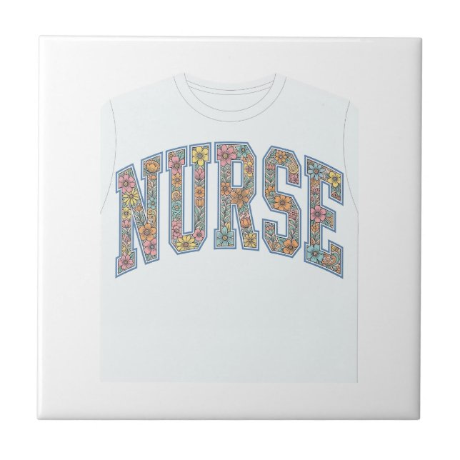 Camisa de Enfermeira com Letras de Universidade Fl (Frente)