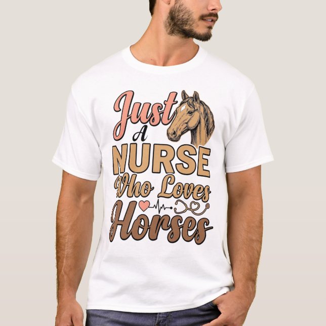 Camisa de Enfermeira que Ama Cavalos com Gravura V (Frente)