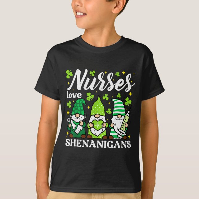 Camisa de enfermeira verde dia de st patricks gnom (Frente)