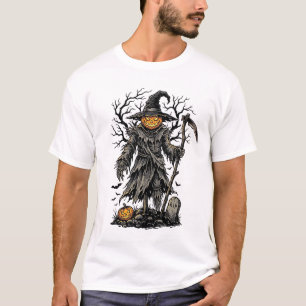 Camisa de Espantalho de Abóbora de Halloween Vinta