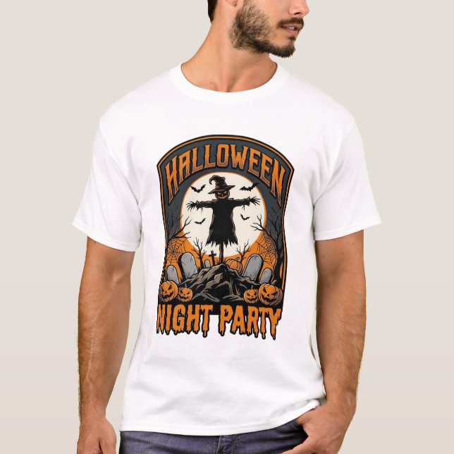 Camisa de Espantalho de Halloween Festa de Cemitér (Frente)
