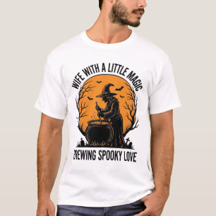 Camisa de Esposa de Halloween Bruxa Vintage Cauldr