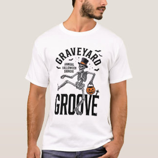 Camisa de Esqueleto Dançante com Arte de Halloween