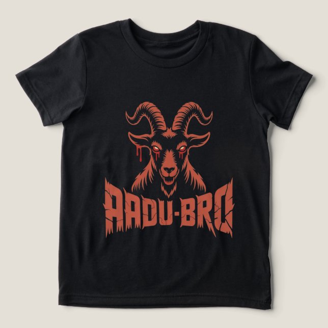 Camisa de Estilo Urbano com Cabeça de Bode Satânic (Design frontal)