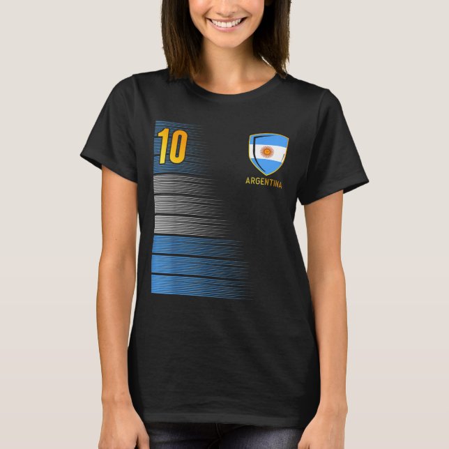 Camisa de Fã de Futebol da Argentina Bandeira Arge (Frente)