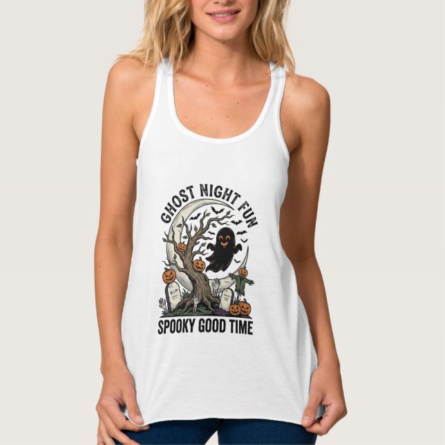 Camisa de Fantasma de Halloween Design Divertido d (Frente)