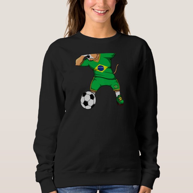 Camisa de Fãs de Futebol do Brasil Dabbing Pitbull (Frente)