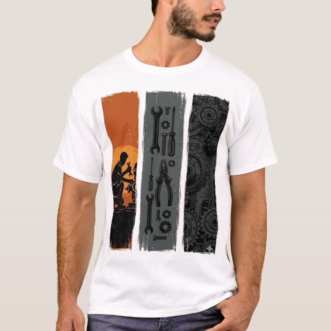 Camisa de ferramentas de mecânico vintage design t (Frente)