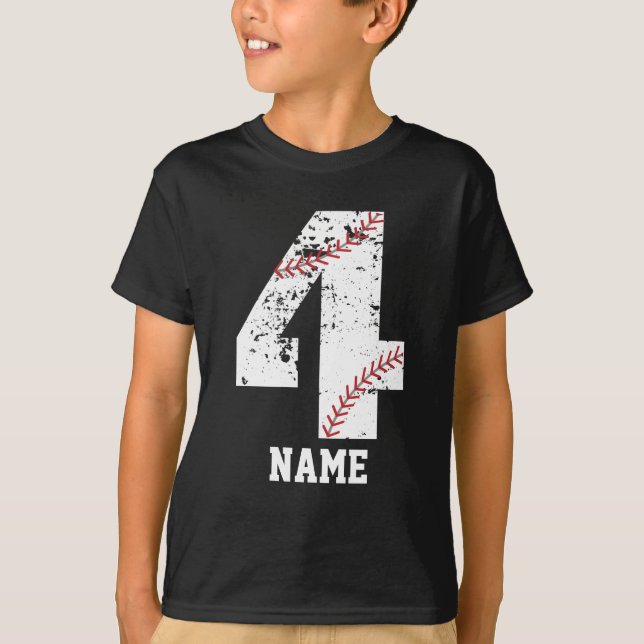 Camisa de festa de basebol do 4º aniversário (Frente)