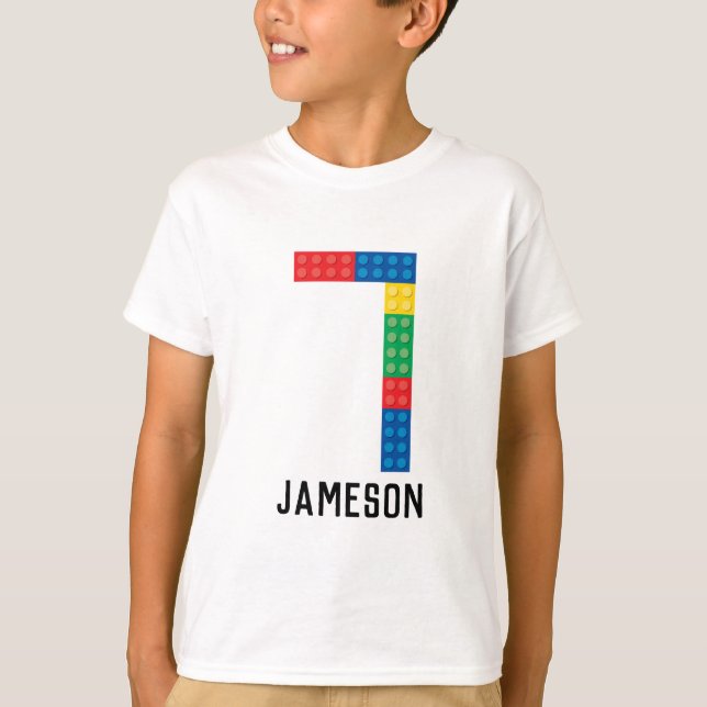 Camisa de festa do bloco de construção para o aniv (Frente)