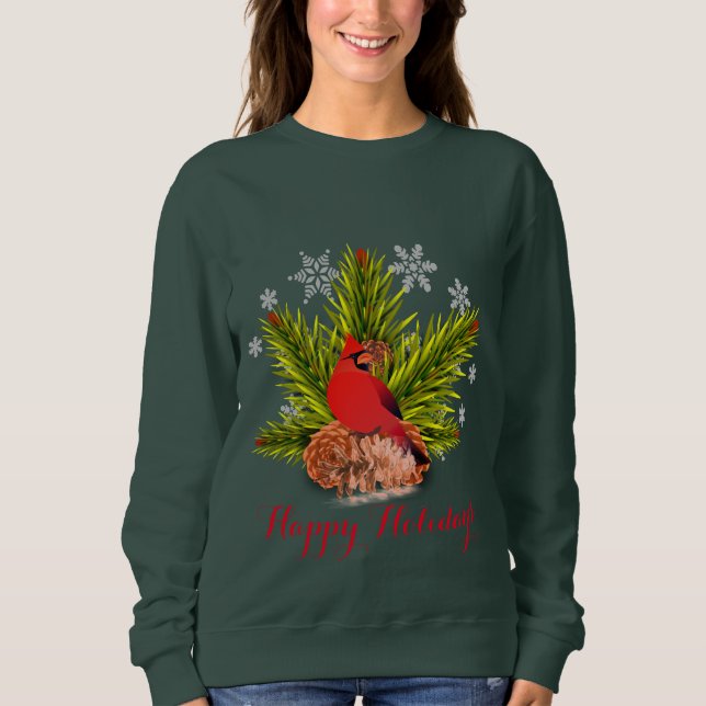 Camisa de Festa do Pássaro Cardinal de Natal (Frente)