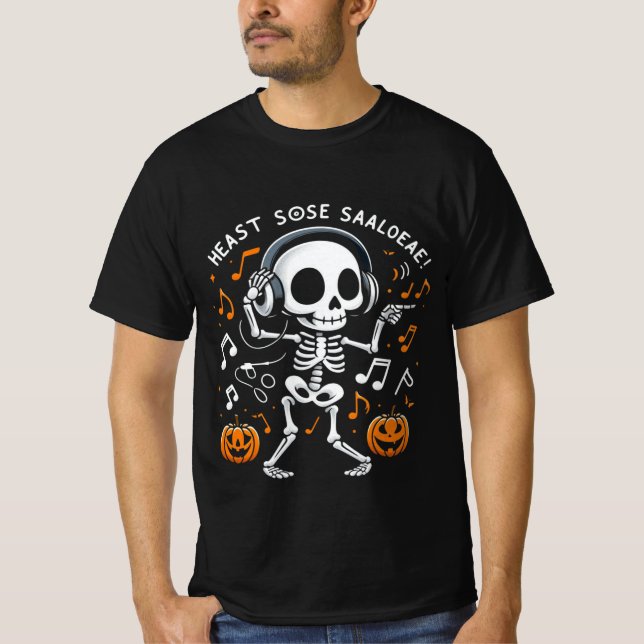 Camisa de festas de música do Halloween Dancing Sk (Frente)