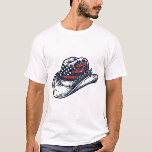Camisa de Flor de Chapéu de Cowboy Patriótico Vint