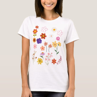 Camisa de flor selvagem para camiseta floral femin