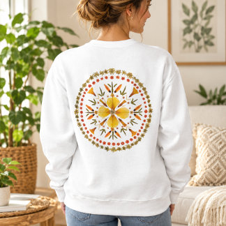 Camisa de Flores Amarelas Mandala Pressionadas de