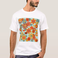 camisa de flower power dos anos 70