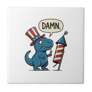 Camisa de Fogo Patriótica Divertida de T-Rex Desig