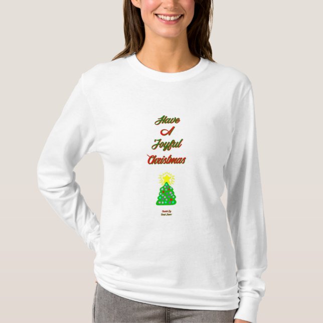 Camisa de folga longa das mulheres de Natal alegre (Frente)