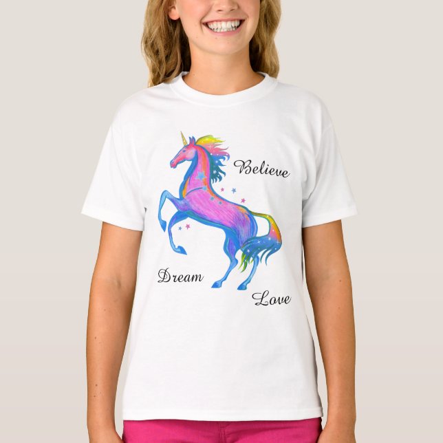 Camisa de folga longa do Unicorn (Frente)