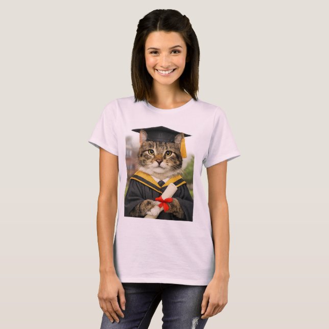 Camisa de Formatura de Enfermagem com Gato Fofo (Frente Completa)