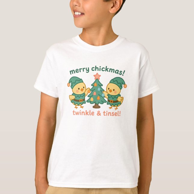 Camisa de Frango para Crianças Merry Chickmass |Na (Frente)