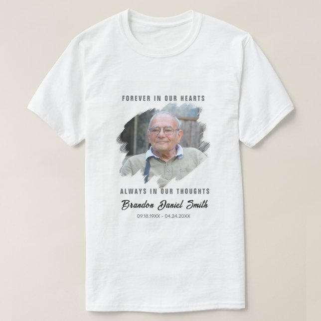 Camisa de Funeral com Foto Personalizada Nome Data (Frente do Design)
