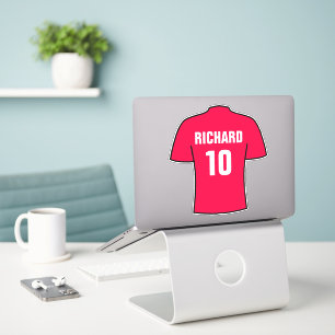 Camisa de futebol design em vermelho. adesivo