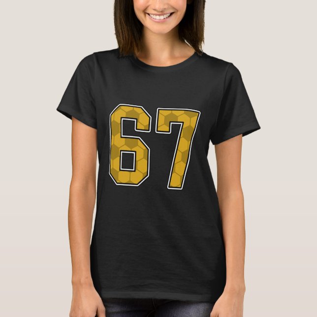 Camisa de Futebol Dourada Padrão Número 67 Uniform (Frente)