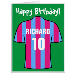 Camisa de futebol em Clarete e Cartão Azul de Aniv