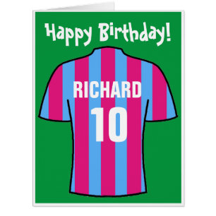 Camisa de futebol em Clarete e Cartão Azul de Aniv