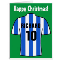 Camisa de futebol no cartão de Natal Blue Strips