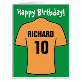 Camisa de futebol no velho cartão de aniversário D