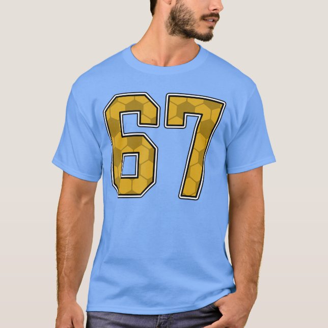 Camisa de Futebol Padrão Dourado Número 67 Uniform (Frente)