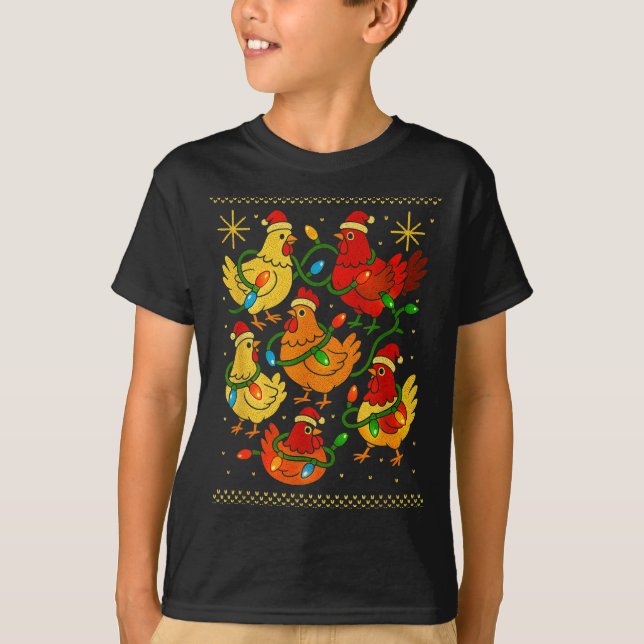 Camisa de Galinha de Natal Feia Fofa, Galinhas de  (Frente)