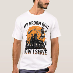 Camisa de garçonete de Halloween Vassoura Quebrou