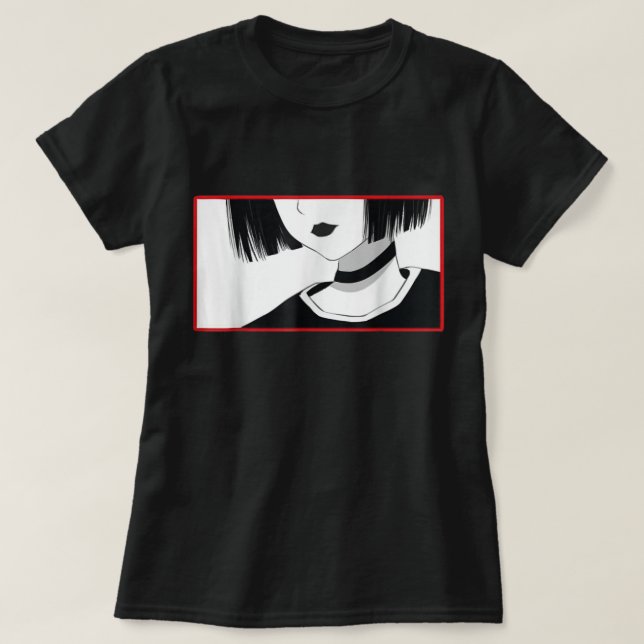 Camisa de Gargantilha de Garota de Anime Minimalis (Frente do Design)