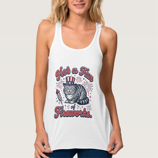 Camisa de Gato Assustado Não é Fã de Fogos de Arti (Frente)