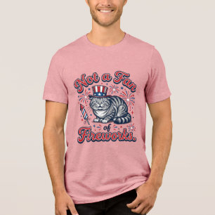 Camisa de Gato Assustado Não é Fã de Fogos de Arti