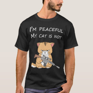 Camisa de Gato Bravo com Arma Camiseta Tática de