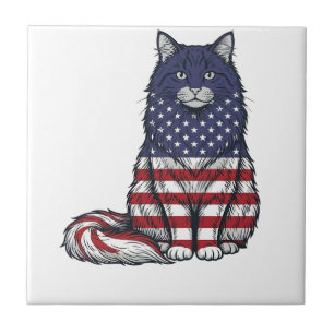 Camisa de Gato de Bandeira Patriótica com Desenho