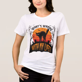 Camisa de Gato de Halloween Humor de Vida Assustad