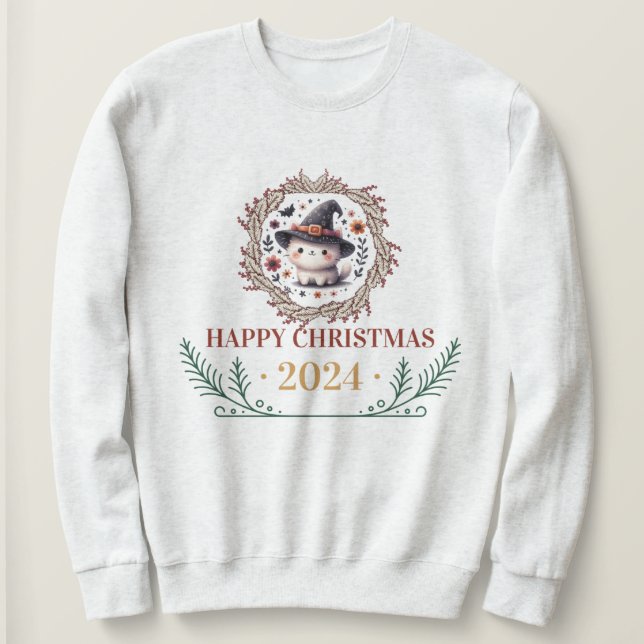 Camisa De Gato De Natal Bonito 2024 - Feriado Fest (Frente do Design)