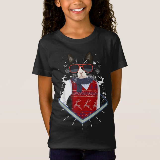 Camisa De Gato De Suor De Natal Feio, Camisa De Xm (Frente)