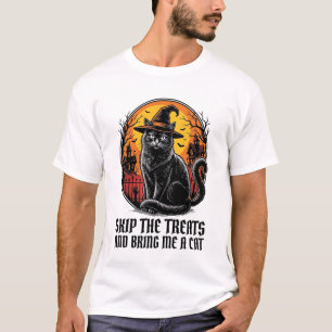 Camisa de Gato do Halloween Gravura Vintage Assust